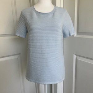 ANN TAYLOR SHORT SLEEVE RIBBED TOP - LIGHT BLUE - SIZE MEDIUM